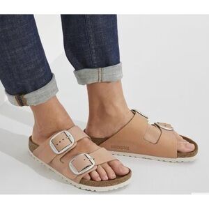Birkenstock Arizona Leather Washed Metallic Sea Copper Sandals